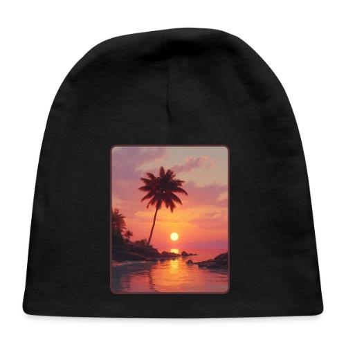 Tropical Beach Sunset Palm Design - Baby Cap