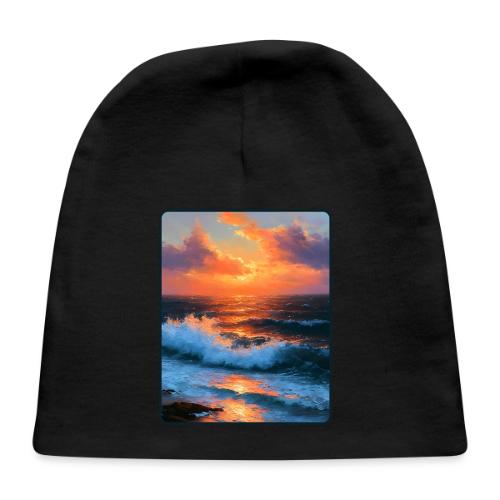 Sunset Storm Waves Oil Painting - Baby Cap
