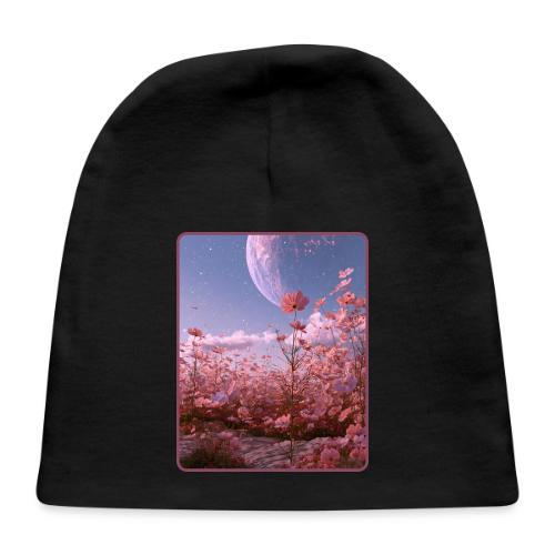Cosmic Moon & Cosmos Flowers Art - Baby Cap