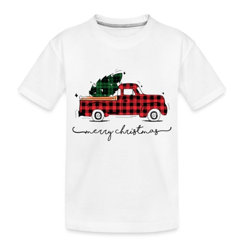 Merry Christmas Red Truck & Tree - Toddler Premium Organic T-Shirt