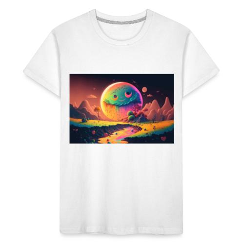 Spooky Smiling Moon Mountainscape - Psychedelia - Toddler Premium Organic T-Shirt