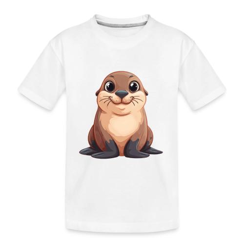 Smiling Cartoon Brown Sea Lion - Toddler Premium Organic T-Shirt