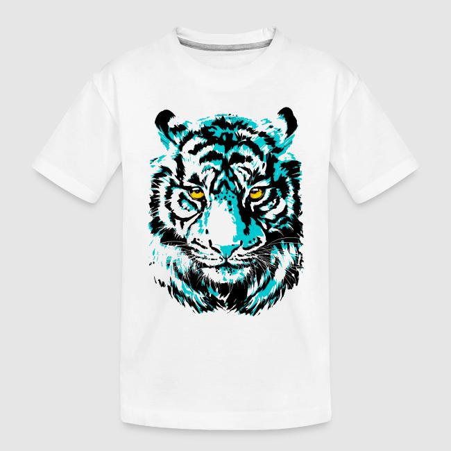Artistic Tiger Head Portrait Drawing - Turquoise