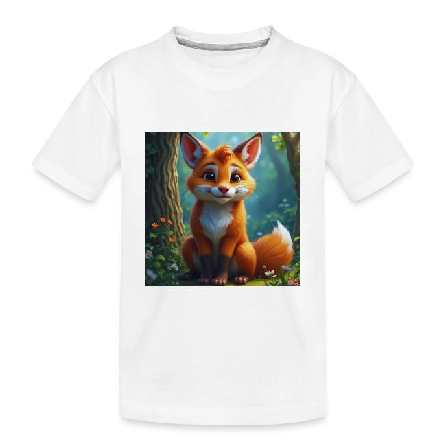 Magical fantasy fox in enchanted forest scene