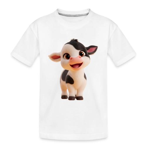 Joyful Cartoon Baby Cow Standing - Toddler Premium Organic T-Shirt