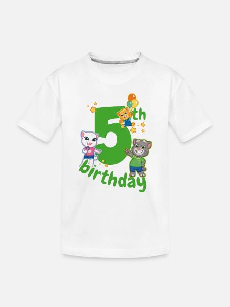 Talking Tom & Friends 5th Birthday - Toddler Premium Organic T-Shirt - white
