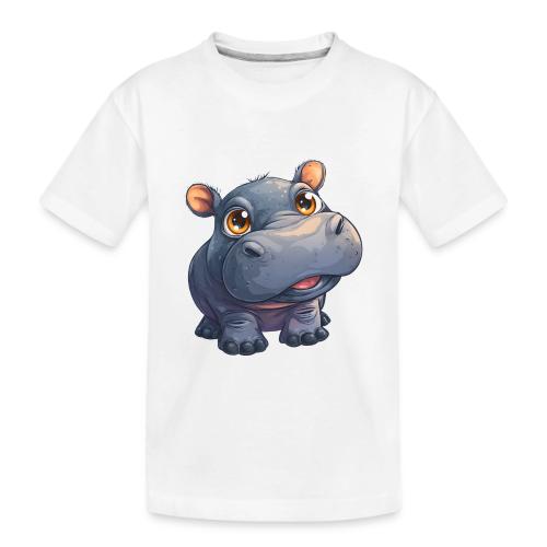 Cute Cartoon Baby Hippo with Big Innocent Eyes - Toddler Premium Organic T-Shirt