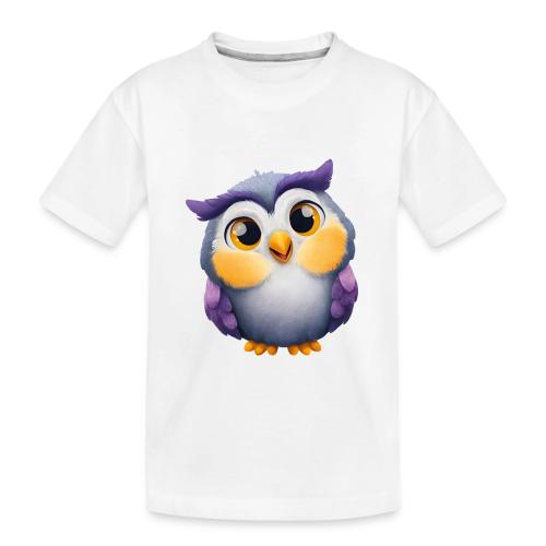 Colorful Cartoon Baby Owl with Big Sparkling Eyes - Toddler Premium Organic T-Shirt