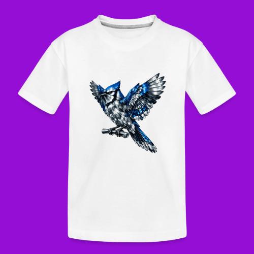 Silver Blue Jay Open Wing Perch - Toddler Premium Organic T-Shirt