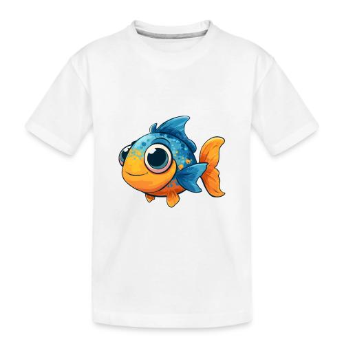 Colorful Cartoon Baby Fish in Blue and Orange - Toddler Premium Organic T-Shirt