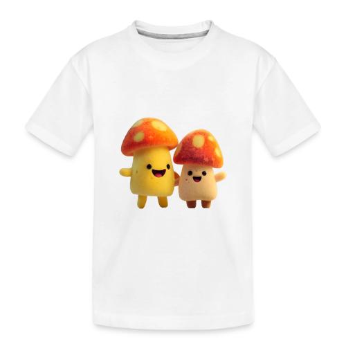 Joyful Cartoon Mushroom Duo - Toddler Premium Organic T-Shirt