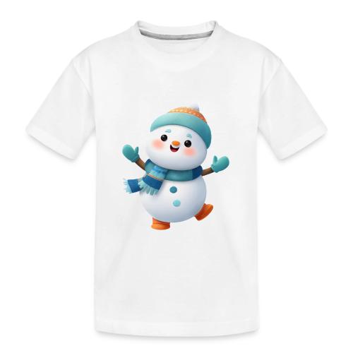 Joyful Cartoon Snowman Arms Up - Toddler Premium Organic T-Shirt