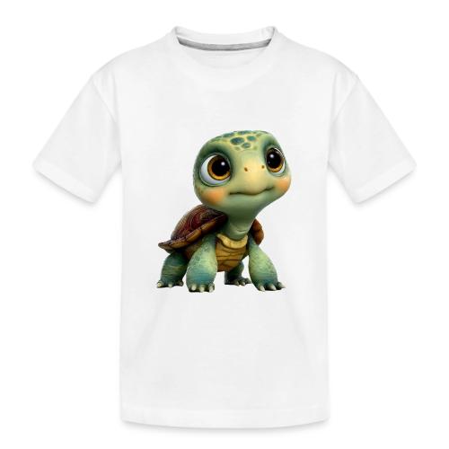 Adorable Cartoon Baby Turtle with Big Eyes - Toddler Premium Organic T-Shirt