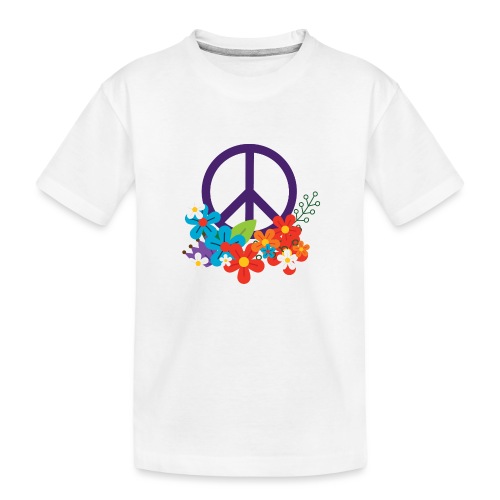 Hippie Peace Design With Flowers - Toddler Premium Organic T-Shirt