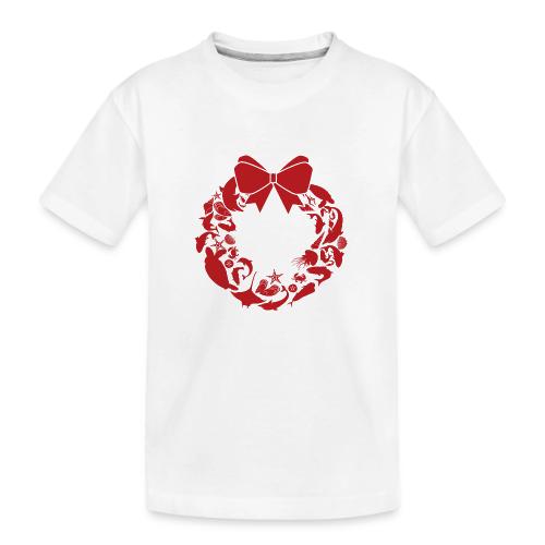 Christmas Season Wreath, Red - Toddler Premium Organic T-Shirt