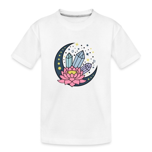 Half A Moon, Healing Crystals Lotus Flower - Toddler Premium Organic T-Shirt