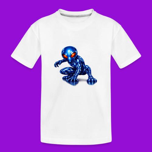 Blue Alien Crouch - Toddler Premium Organic T-Shirt
