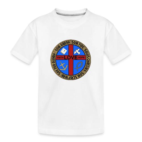 Five Solas Faith Hope Love Shirt–Christian Symbols - Toddler Premium Organic T-Shirt