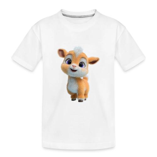 Cute Cartoon Baby Goat with Big Eyes - Toddler Premium Organic T-Shirt