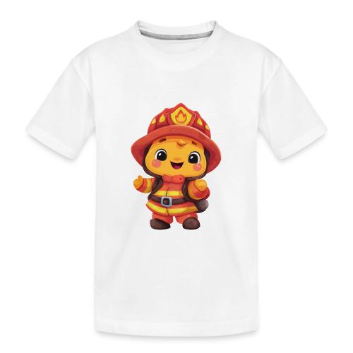 Cute Cartoon Firefighter in Red and Yellow Suit - Toddler Premium Organic T-Shirt