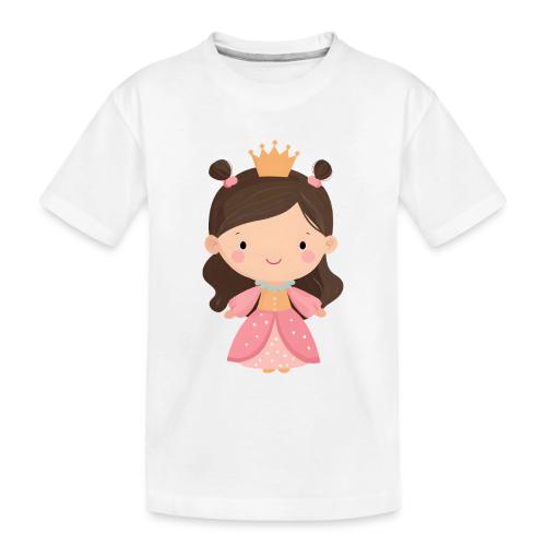 Cute Cartoon Little Princess Standing and Smiling - Toddler Premium Organic T-Shirt