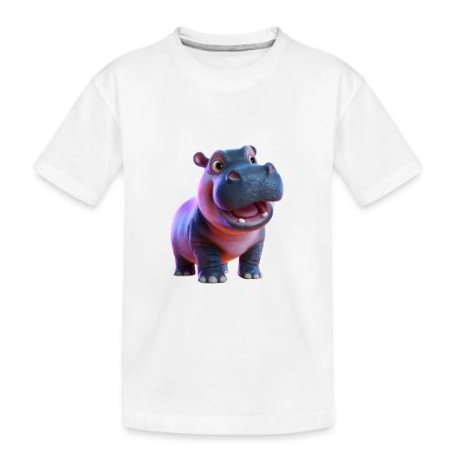 Smiling Cartoon Baby Hippo Standing - Toddler Premium Organic T-Shirt