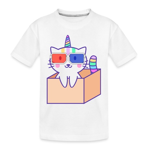 Unicorn cat with 3D glasses doing Vision Therapy! - Toddler Premium Organic T-Shirt