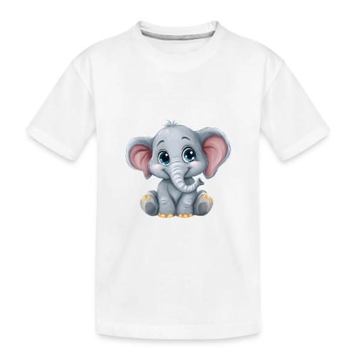 Sweet Cartoon Baby Elephant with Big Eyes - Toddler Premium Organic T-Shirt