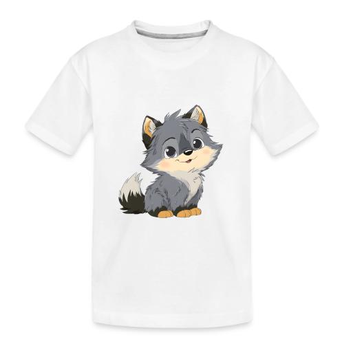 Cute Cartoon Baby Wolf with Innocent Eyes - Toddler Premium Organic T-Shirt