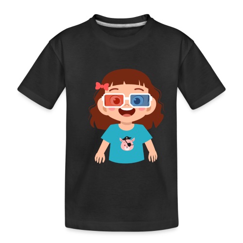 Girl red blue 3D glasses doing Vision Therapy - Toddler Premium Organic T-Shirt