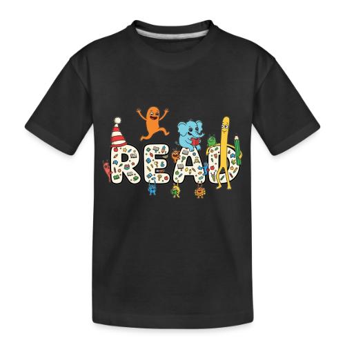Whimsical READ Kids Cartoon - Toddler Premium Organic T-Shirt