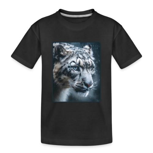 Snow Leopard Blue Eyes Design - Toddler Premium Organic T-Shirt
