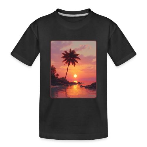 Tropical Beach Sunset Palm Design - Toddler Premium Organic T-Shirt