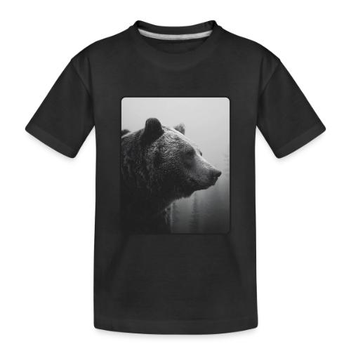 Grizzly Bear Black White Portrait Design - Toddler Premium Organic T-Shirt