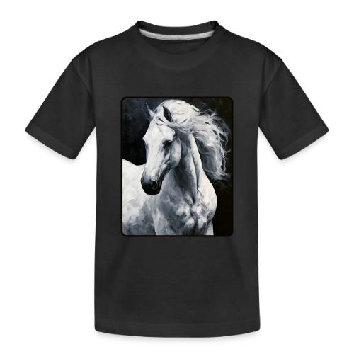 White Horse Oil Painting Design - Toddler Premium Organic T-Shirt