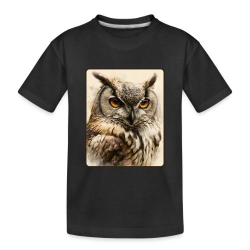Great Horned Owl Watercolor Design - Toddler Premium Organic T-Shirt