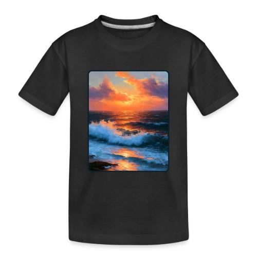 Sunset Storm Waves Oil Painting - Toddler Premium Organic T-Shirt
