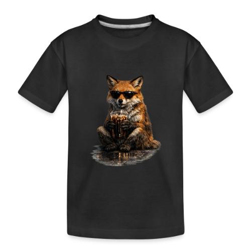 Cool Red Fox Wearing Sunglasses Drinking Coffee - Toddler Premium Organic T-Shirt