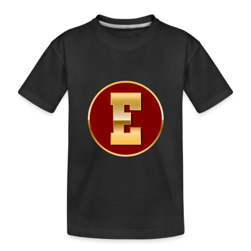 Letter E – Capital Varsity Alphabet Monogram - Toddler Premium Organic T-Shirt