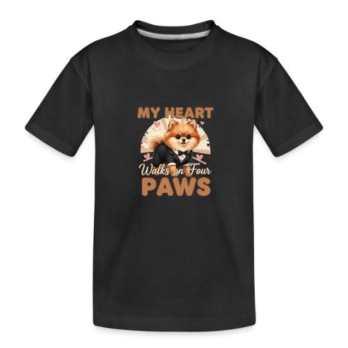 My Heart Walks on Four Paws – Pomeranian tee - Toddler Premium Organic T-Shirt