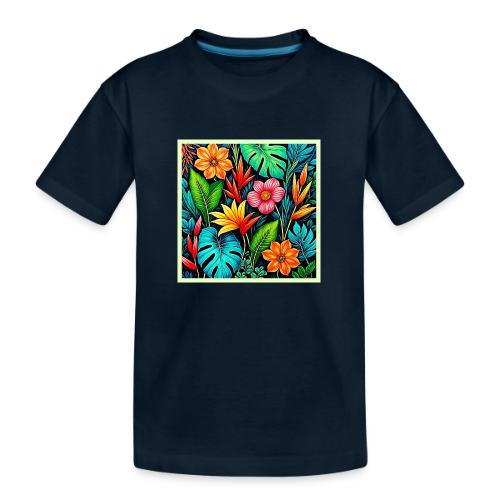 Vibrant Tropical Jungle Bloom Art - Toddler Premium Organic T-Shirt