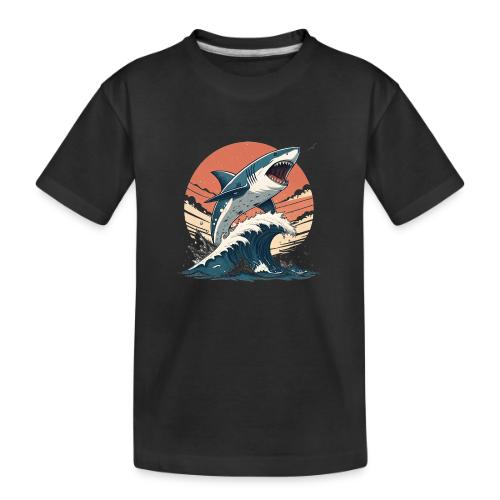 Fierce Shark Breaking Through Waves - Toddler Premium Organic T-Shirt