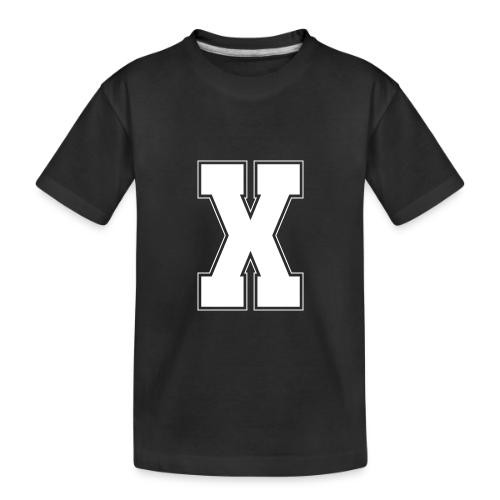 White Letter X – Varsity Alphabet Monogram - Toddler Premium Organic T-Shirt