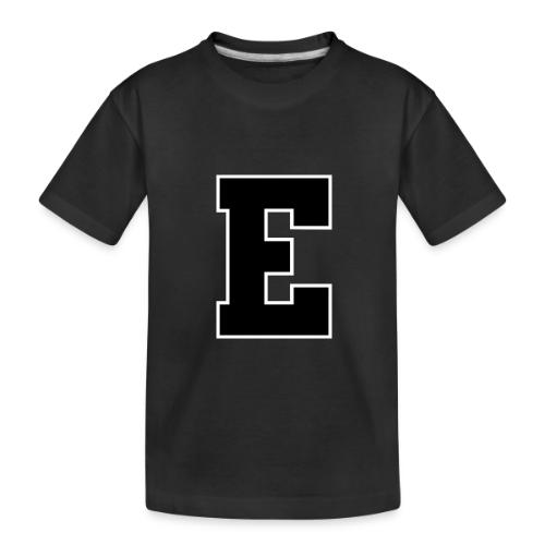 Varsity Letter E Collegiate Font Graphic - Toddler Premium Organic T-Shirt
