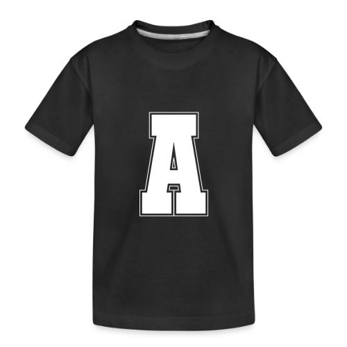 White Letter A – Varsity Alphabet Monogram - Toddler Premium Organic T-Shirt