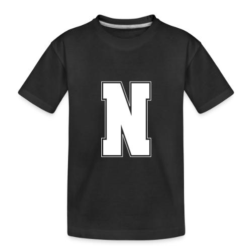 White Letter N – Varsity Alphabet Monogram - Toddler Premium Organic T-Shirt