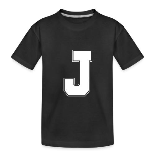 White Letter J – Varsity Alphabet Monogram - Toddler Premium Organic T-Shirt