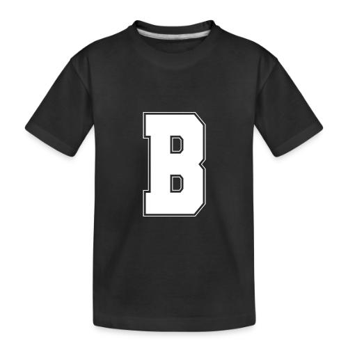 White Letter B – Varsity Alphabet Monogram - Toddler Premium Organic T-Shirt