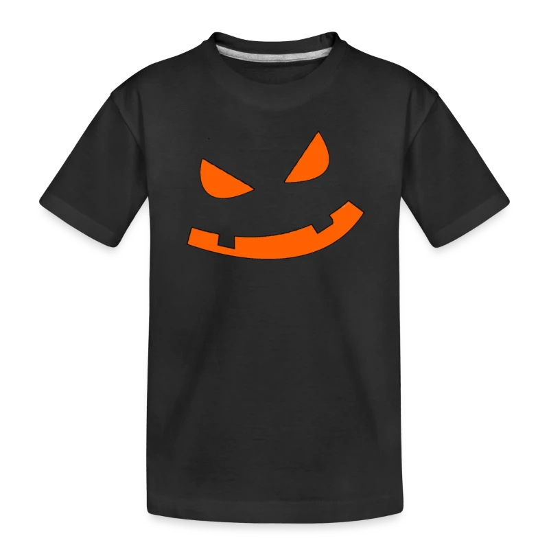 Big Scary Orange in Black Fierce Pumpkin Face Hall - Toddler Premium Organic T-Shirt