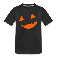 Big Scary Orange in Black Smiling Pumpkin Face Hal - Toddler Premium Organic T-Shirt